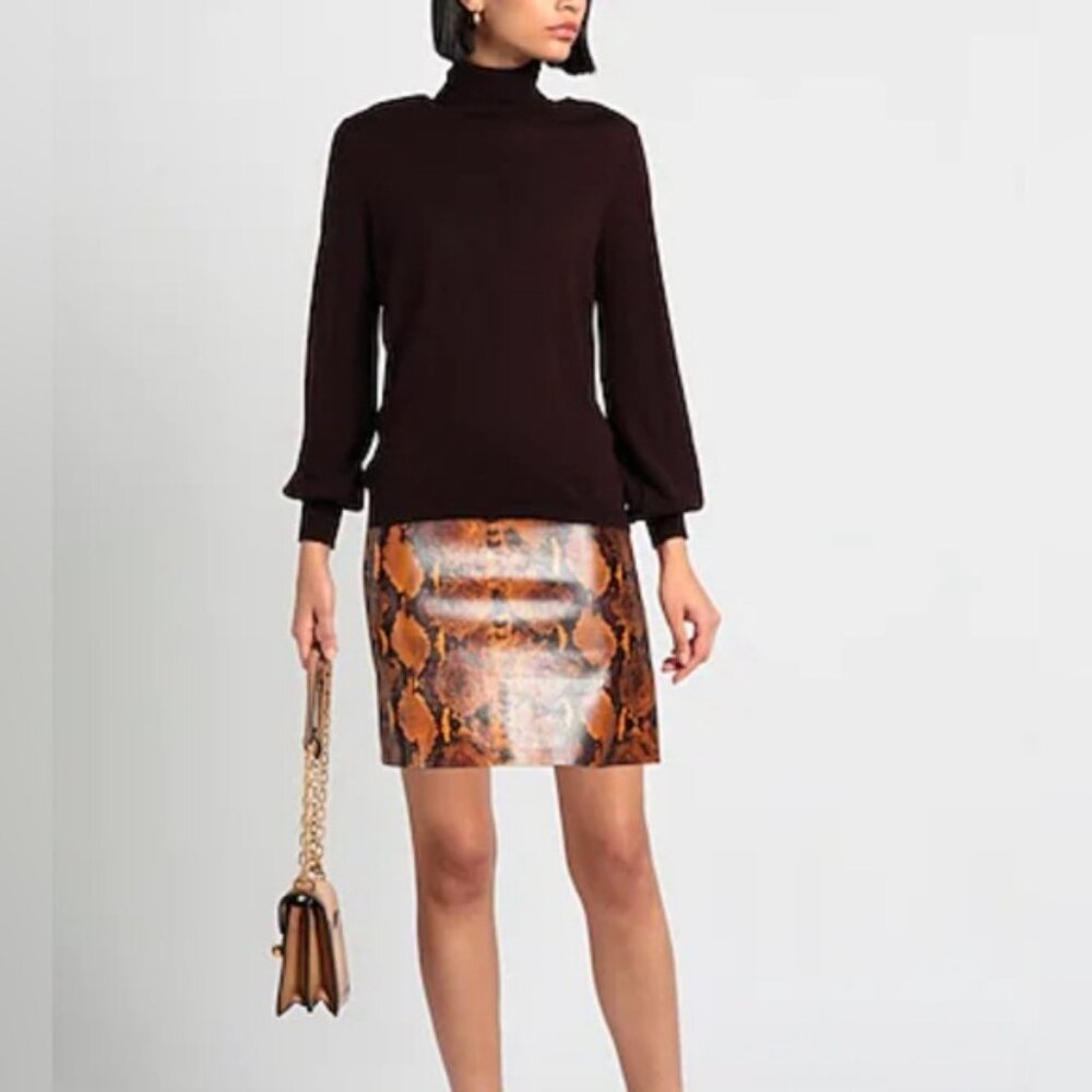 Nwt Pinko Made In Italy Bu Club Snake Print Mini Skirt Faux Leather Size 4